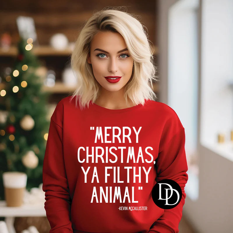 Front View. Merry Christmas Ya Filthy Animal Graphic-29eleven | Women’s Fashion Boutique in Menan, Idaho