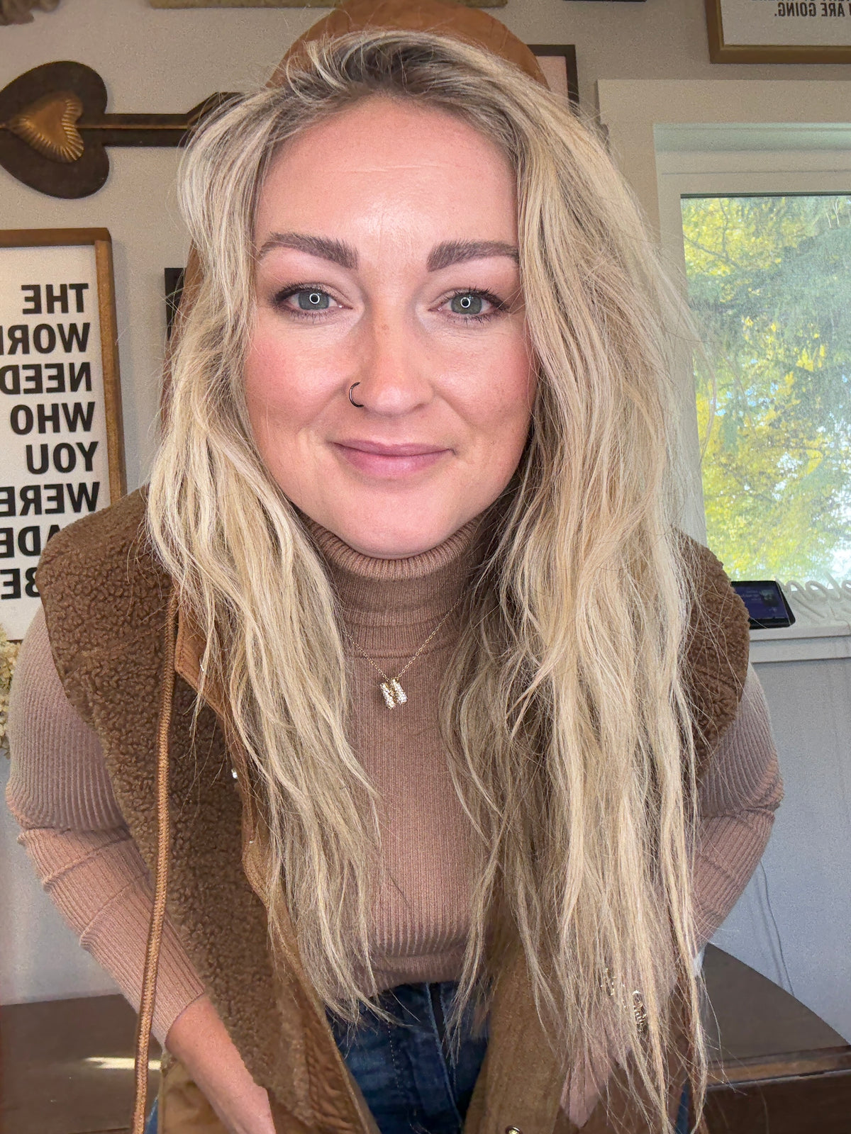 Front View.  Hooded Fleece Sherpa Vest. 29eleven | Women’s Fashion Boutique in Menan, Idaho