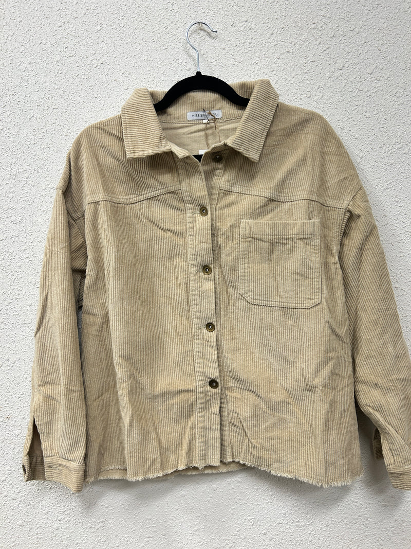 Front View.  Beige Corduroy Shacket 29eleven | Women’s Fashion Boutique in Menan, Idaho