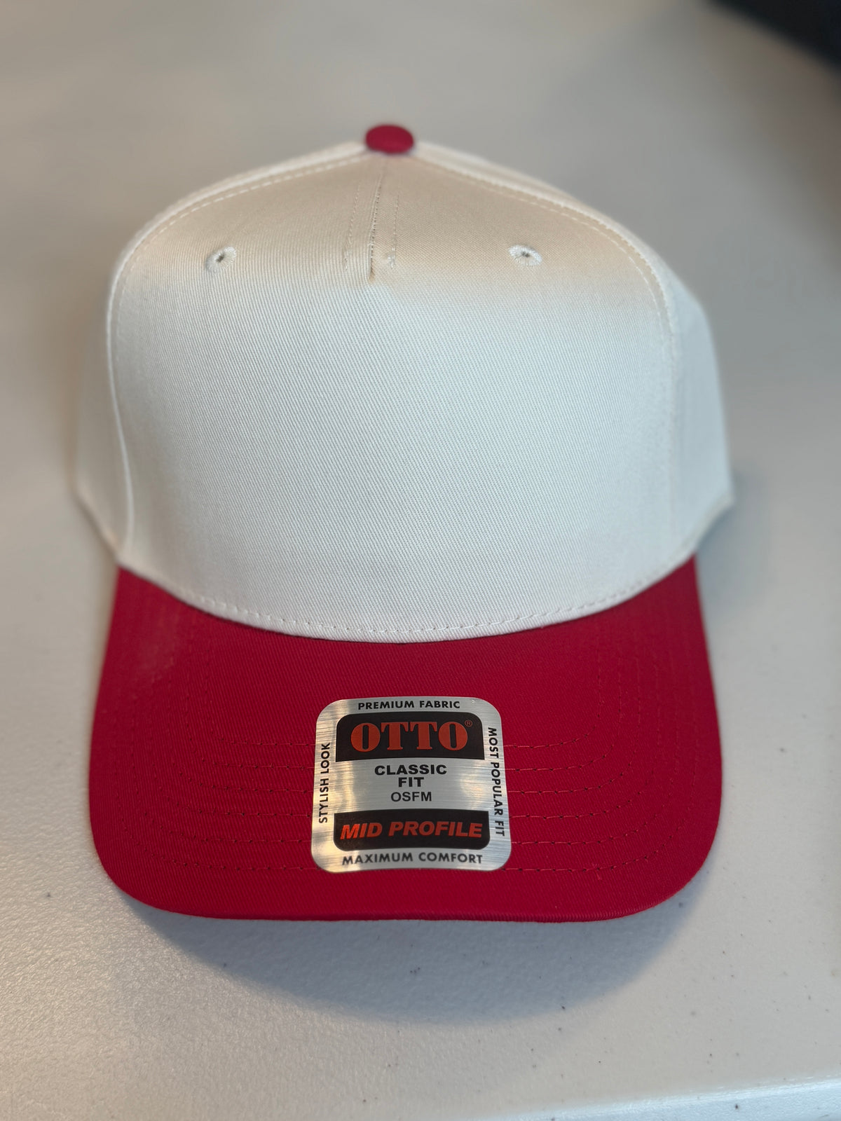 Front View. Red & Cream Plain Baseball Cap. 29eleven | Women’s Fashion Boutique in Menan, Idaho