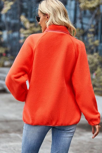 Back View.  Neon Orange Sherpa Jacket. 29eleven | Women’s Fashion Boutique in Menan, Idaho