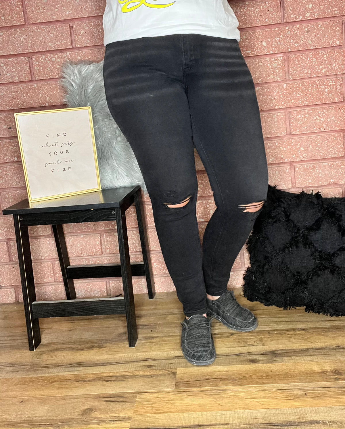 Front View. Vervet Distressed Black Skinny-VERVET by Flying Monkey-29eleven | Women’s Fashion Boutique in Menan, Idaho