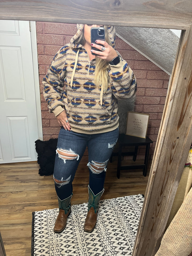 Quarter Zip Sherpa Hoodie-AND THE WHY-29eleven | Women’s Fashion Boutique in Menan, Idaho