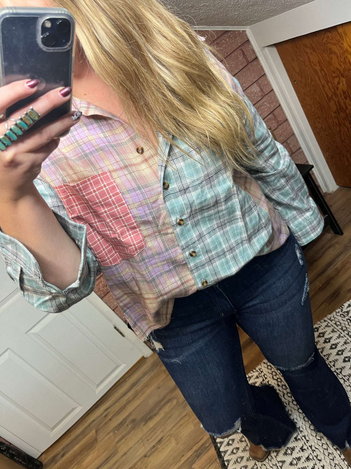 Two Toned Plaid Jacket-UNISHE-29eleven | Women’s Fashion Boutique in Menan, Idaho