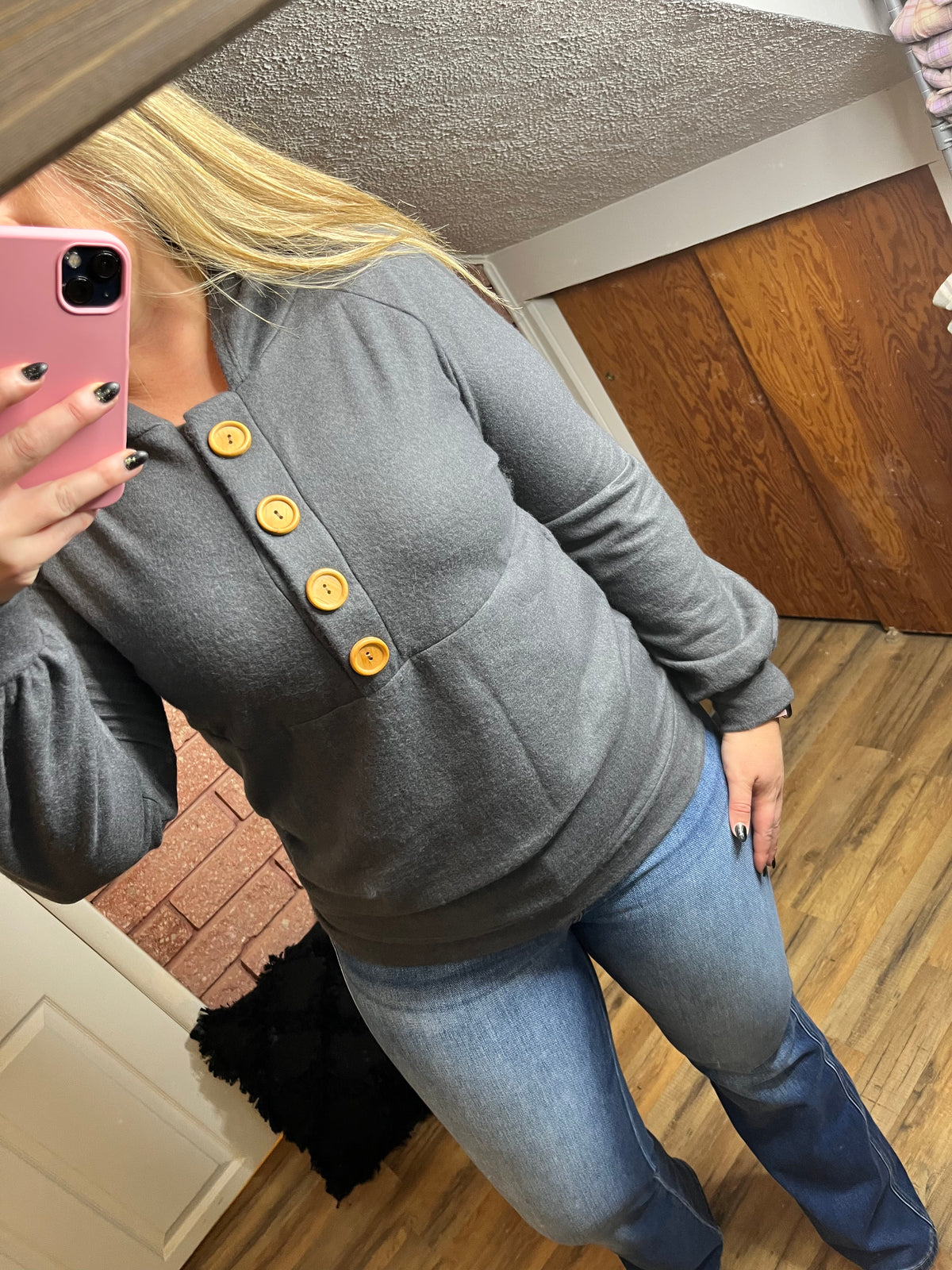 Front View. Charcoal Hoodie-29eleven-29eleven | Women’s Fashion Boutique in Menan, Idaho