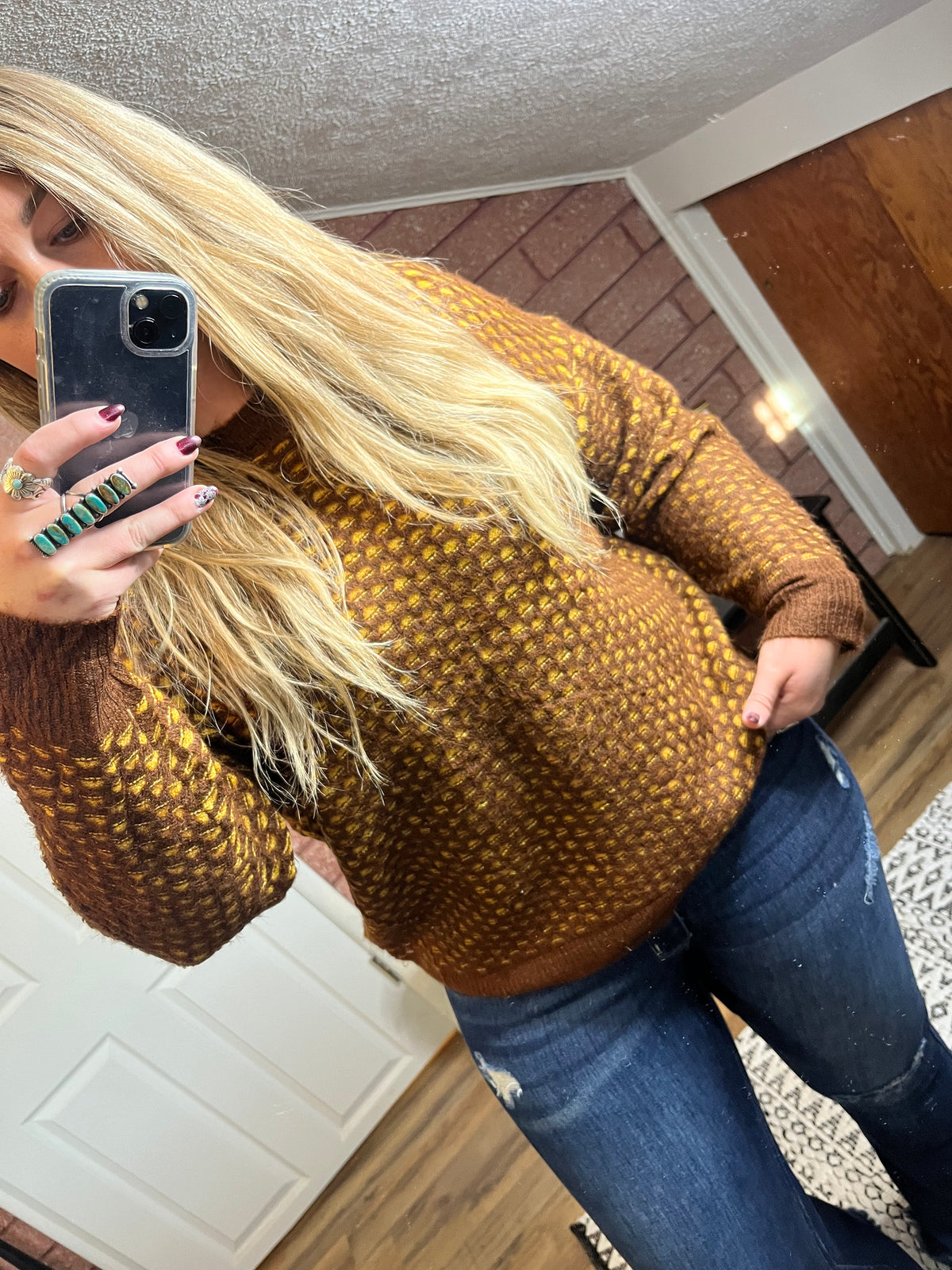 Honeycomb Textured Sweater-AND THE WHY-29eleven | Women’s Fashion Boutique in Menan, Idaho