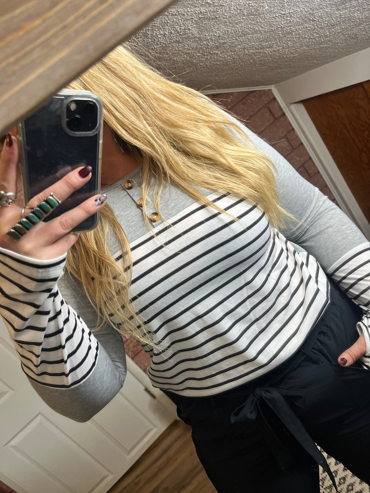 Front View. Striped Long Sleeve-UNISHE-29eleven | Women’s Fashion Boutique in Menan, Idaho