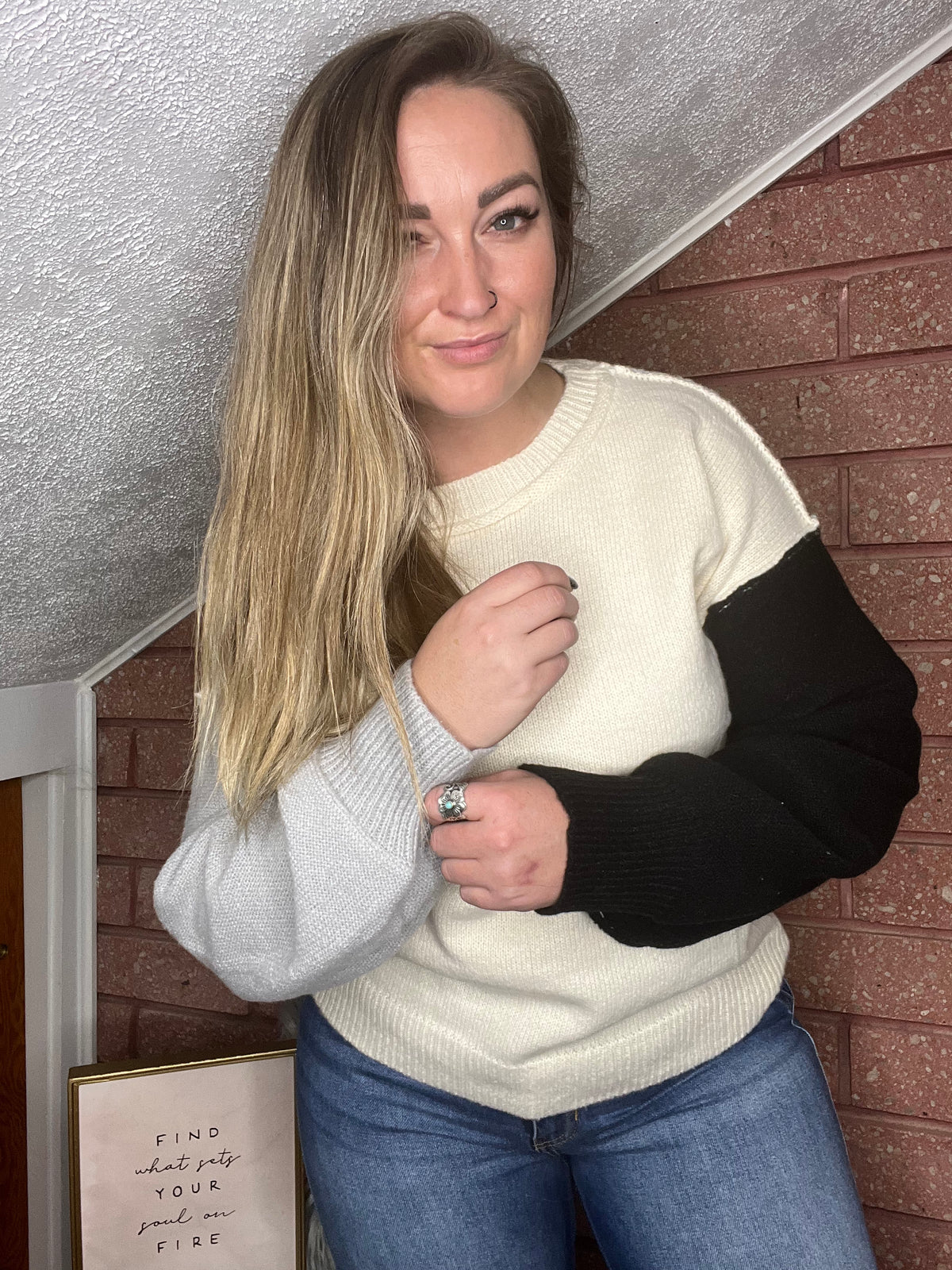 Front View. Color Block Pullover-29eleven-29eleven | Women’s Fashion Boutique in Menan, Idaho