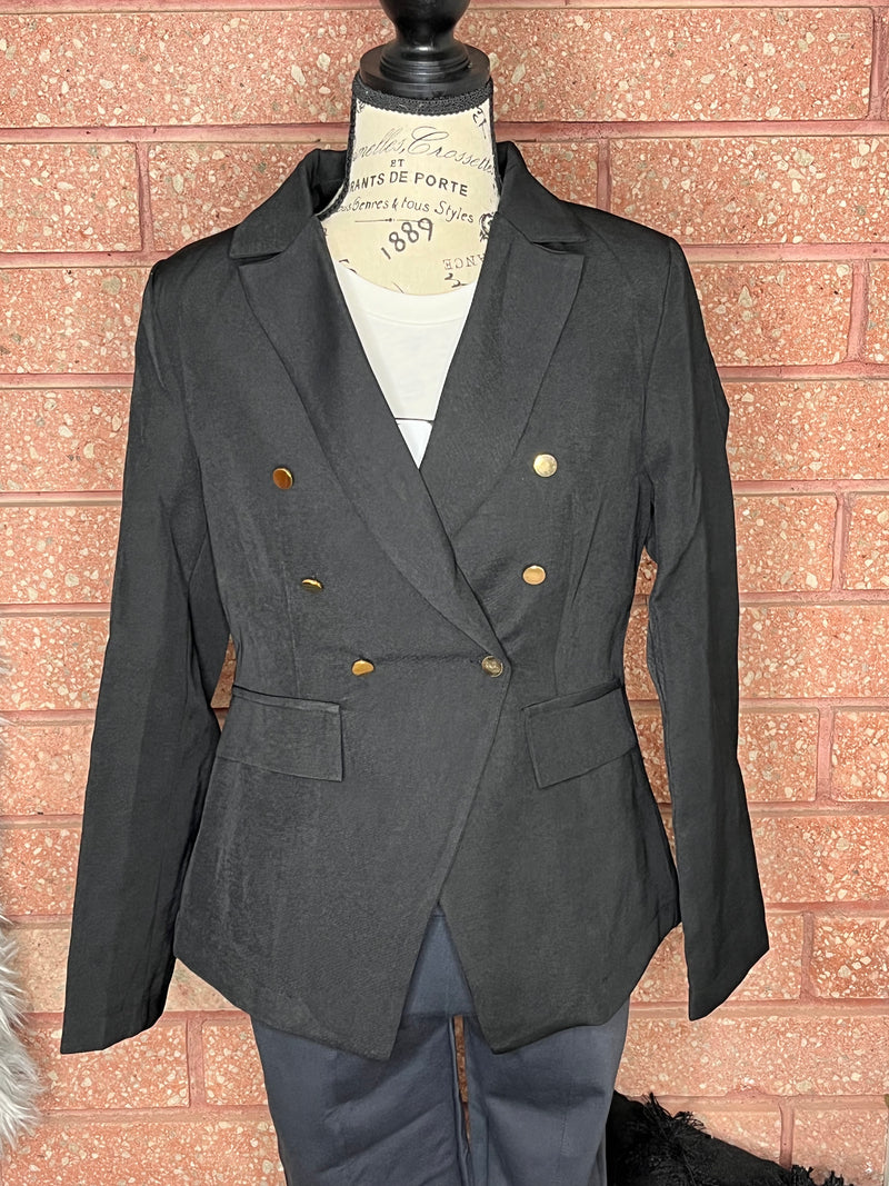 Front View. Black Blazer-Miss Sparkling-29eleven | Women’s Fashion Boutique in Menan, Idaho