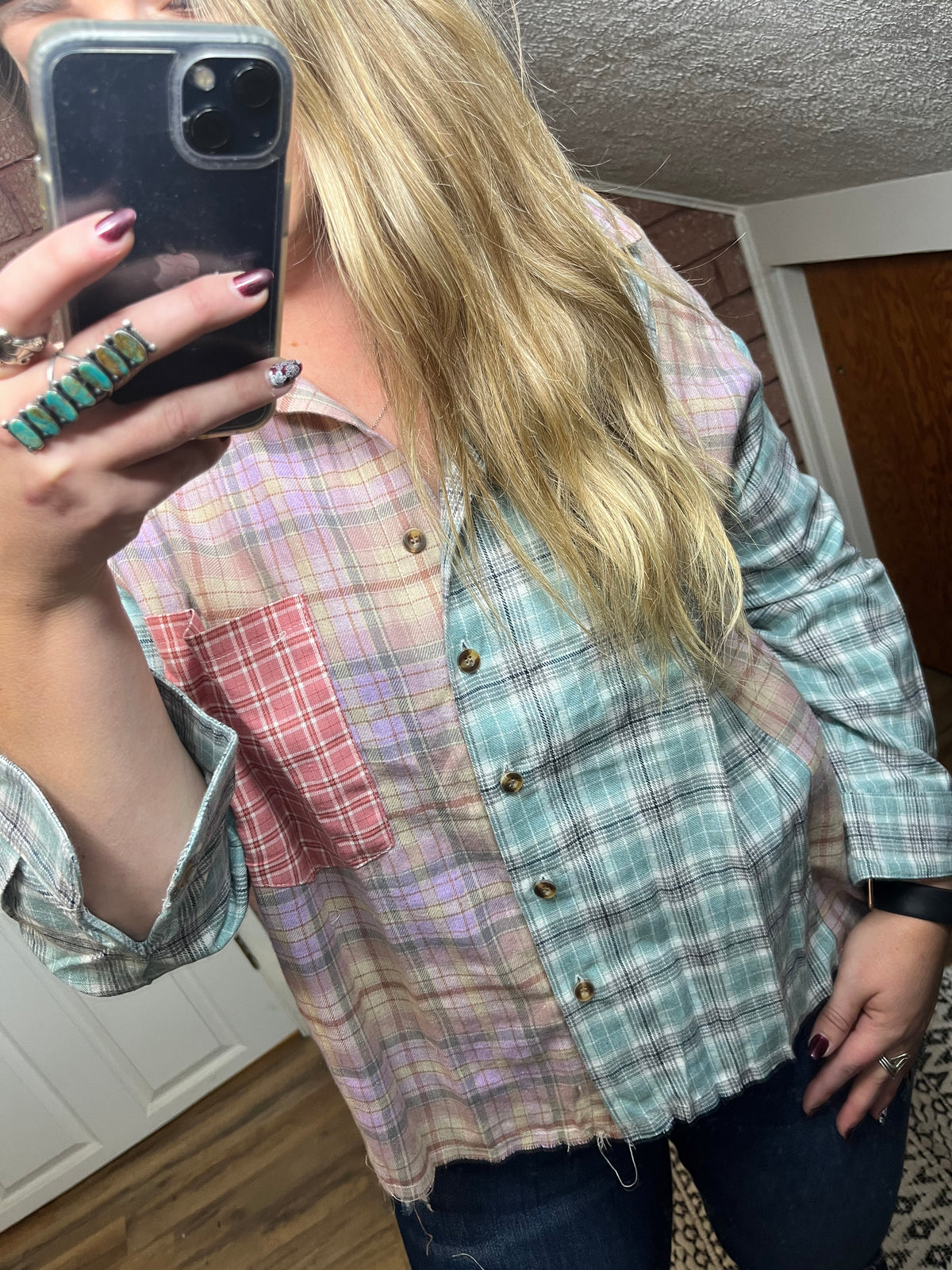 Two Toned Plaid Jacket-UNISHE-29eleven | Women’s Fashion Boutique in Menan, Idaho